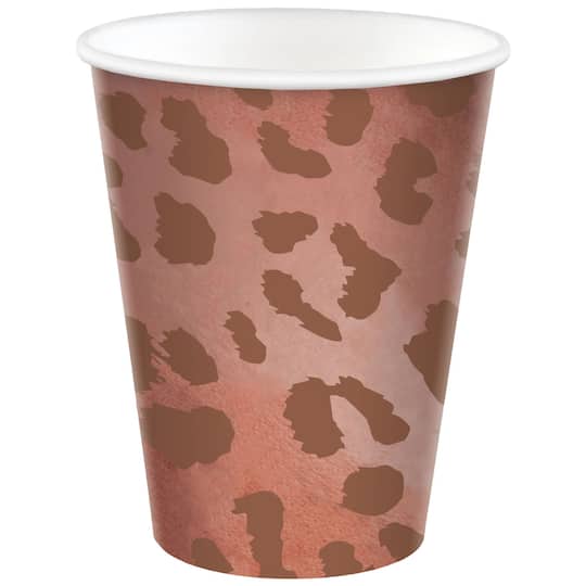 12oz. Rose Gold Leopard Paper Cups, 40ct.